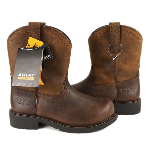 Ariat Womens Brown Fatbaby Steel Toe Leather Work Boots Size 9 B - Picture 3 of 7